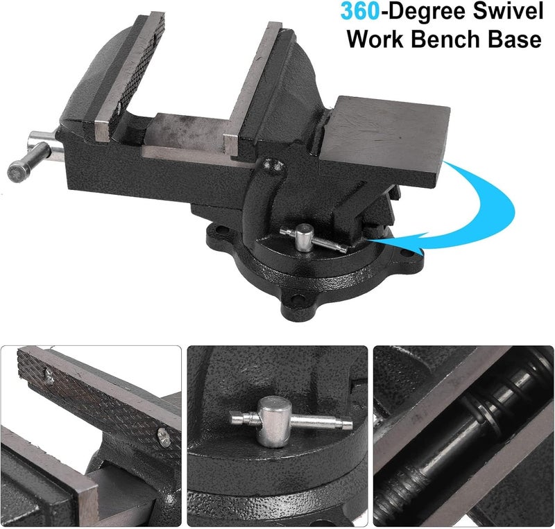 wiselifetech Bench Vise Heavy Duty 4 inch Table Clamp-Vise, Bench-Table Vice Clamp with 4-inch Jaw Width and 4.3-inch Jaw Opening, Woodworking Workbench Vise with Bolts & Nuts - Image 3